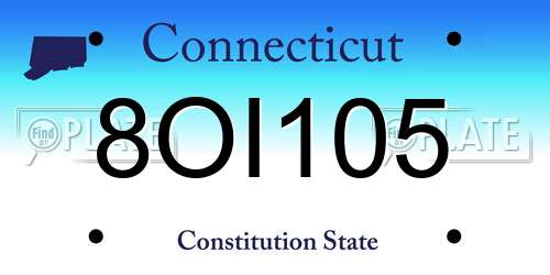 8OI105 Connecticut License Plate