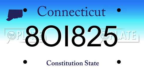 8OI825 Connecticut License Plate