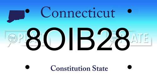 8OIB28 Connecticut License Plate