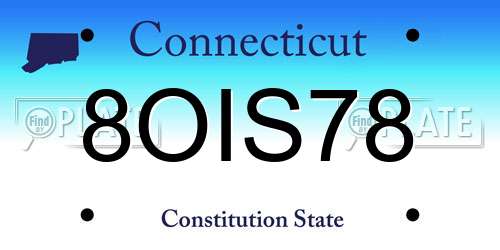 8OIS78 Connecticut License Plate