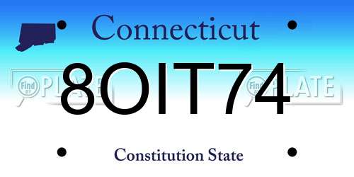8OIT74 Connecticut License Plate