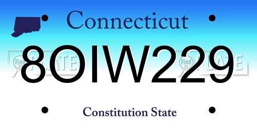 8OIW229 Connecticut License Plate