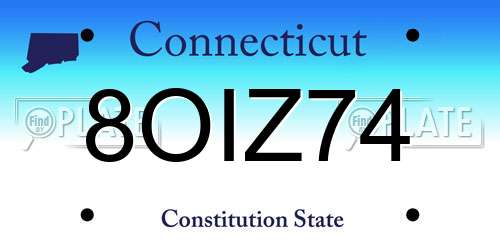 8OIZ74 Connecticut License Plate