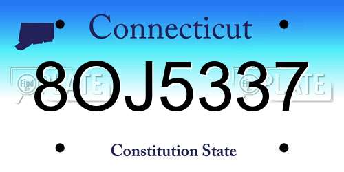 8OJ5337 Connecticut License Plate