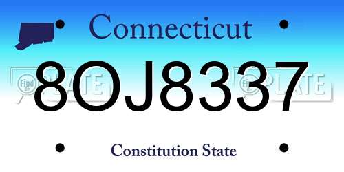 8OJ8337 Connecticut License Plate