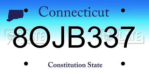 8OJB337 Connecticut License Plate