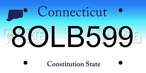 8OLB599 Connecticut License Plate