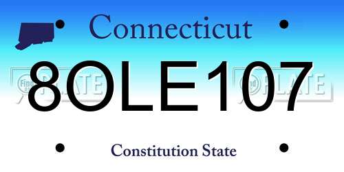 8OLE107 Connecticut License Plate