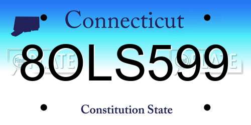 8OLS599 Connecticut License Plate