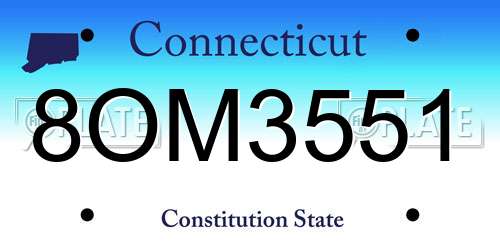 8OM3551 Connecticut License Plate
