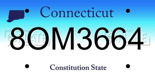 8OM3664 Connecticut License Plate
