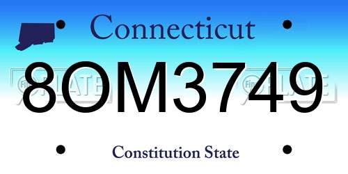 8OM3749 Connecticut License Plate