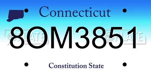 8OM3851 Connecticut License Plate