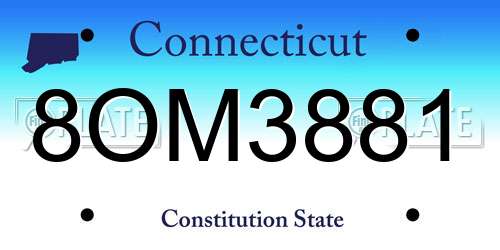 8OM3881 Connecticut License Plate