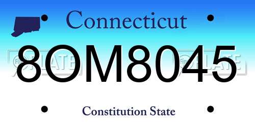 8OM8045 Connecticut License Plate