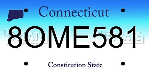 8OME581 Connecticut License Plate