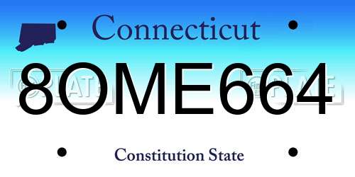8OME664 Connecticut License Plate