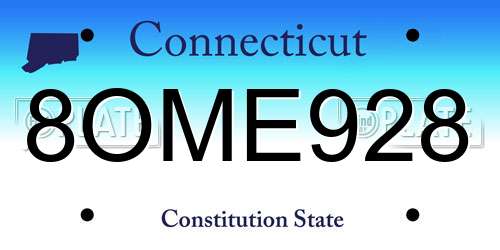 8OME928 Connecticut License Plate