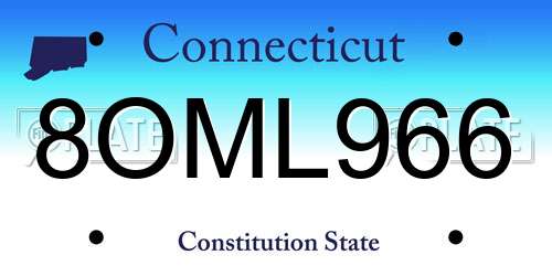 8OML966 Connecticut License Plate