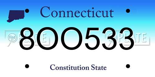 8OO533 Connecticut License Plate