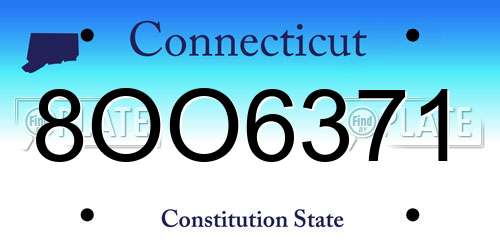 8OO6371 Connecticut License Plate
