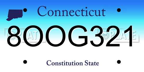8OOG321 Connecticut License Plate