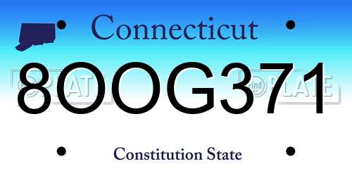 8OOG371 Connecticut License Plate