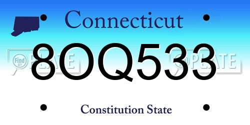 8OQ533 Connecticut License Plate