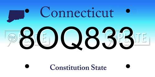 8OQ833 Connecticut License Plate