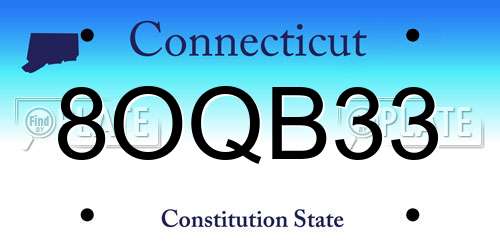 8OQB33 Connecticut License Plate