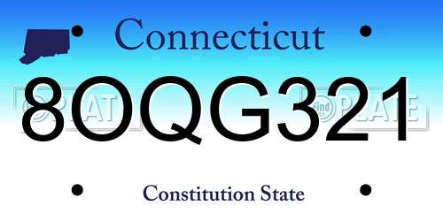 8OQG321 Connecticut License Plate