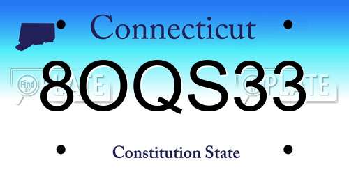 8OQS33 Connecticut License Plate