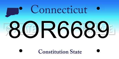 8OR6689 Connecticut License Plate