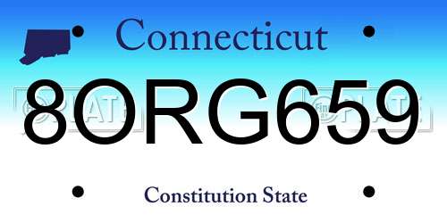 8ORG659 Connecticut License Plate
