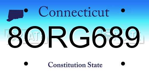 8ORG689 Connecticut License Plate