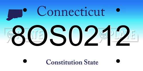 8OS0212 Connecticut License Plate