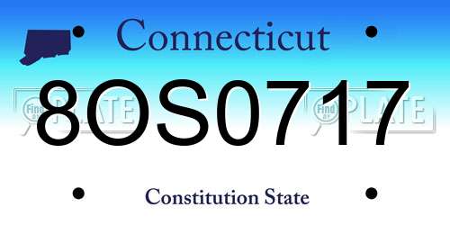 8OS0717 Connecticut License Plate