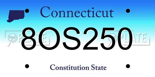 8OS250 Connecticut License Plate