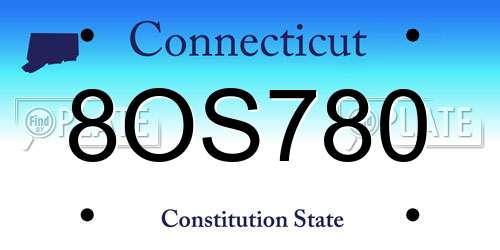 8OS780 Connecticut License Plate