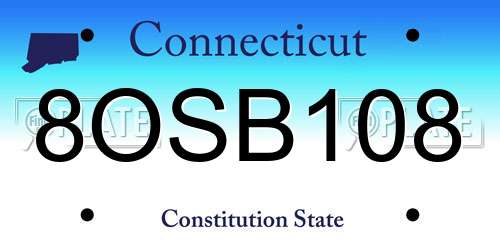 8OSB108 Connecticut License Plate