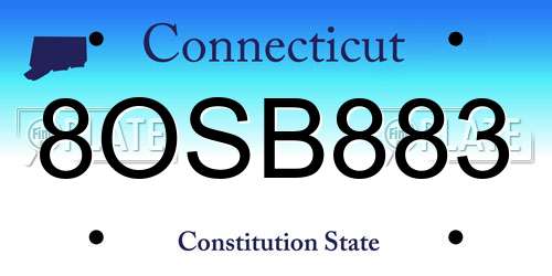 8OSB883 Connecticut License Plate