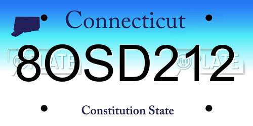 8OSD212 Connecticut License Plate