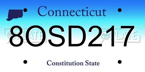 8OSD217 Connecticut License Plate