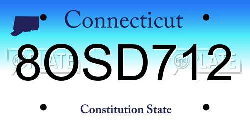 8OSD712 Connecticut License Plate