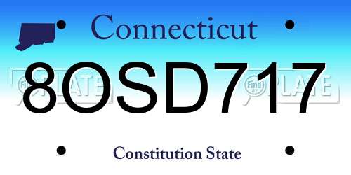 8OSD717 Connecticut License Plate
