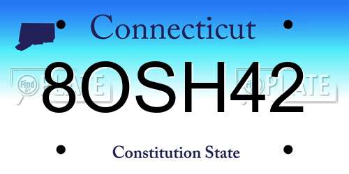 8OSH42 Connecticut License Plate