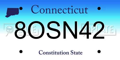 8OSN42 Connecticut License Plate
