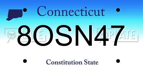 8OSN47 Connecticut License Plate