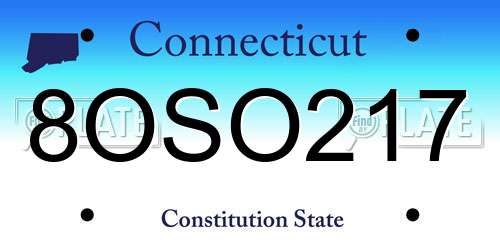 8OSO217 Connecticut License Plate