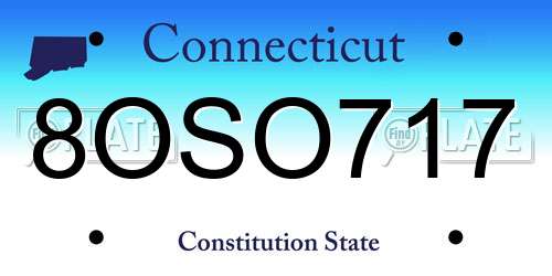 8OSO717 Connecticut License Plate